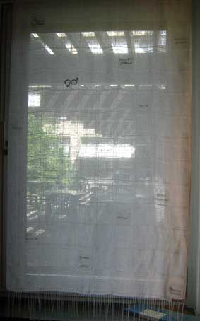 Special order, curtain with text