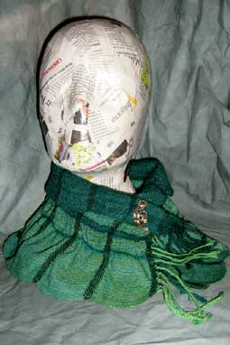 green fringed neck warmer