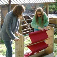 rolling the cloth after stamping